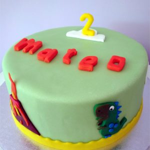 tarta fondant cumpleaños dinosaurio