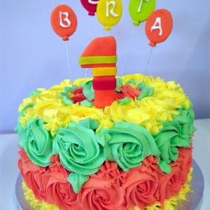 Tarta Rosetones de colores Primer Cumpleaños