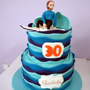 Tarta Fondant Surfista de Olas