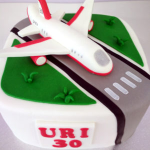 Tarta Fondant con pista Aterrizaje Avion