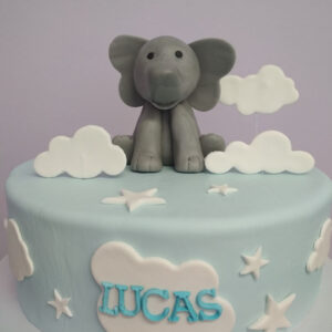 Tarta Fondant Bautizo elefante