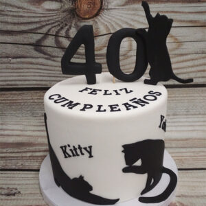 Tarta Cumpleaños Fondant Gatos